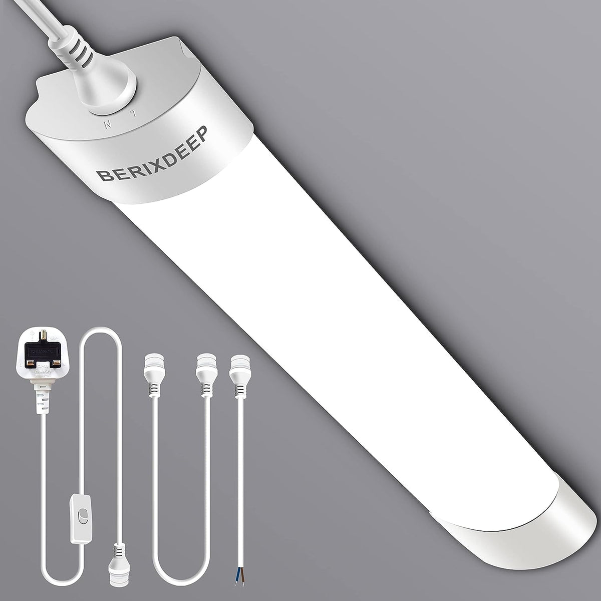 Plug and Play LED Batten Light 4ft with 3m Cable, 36w, 6500K