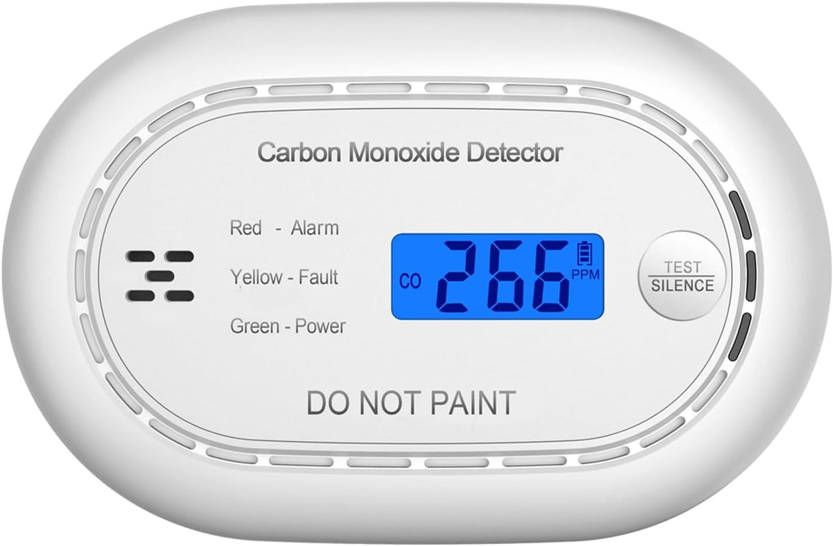 XINDUM Carbon Monoxide Detector 10-Year Battery LCD Display CE Black 2Pack