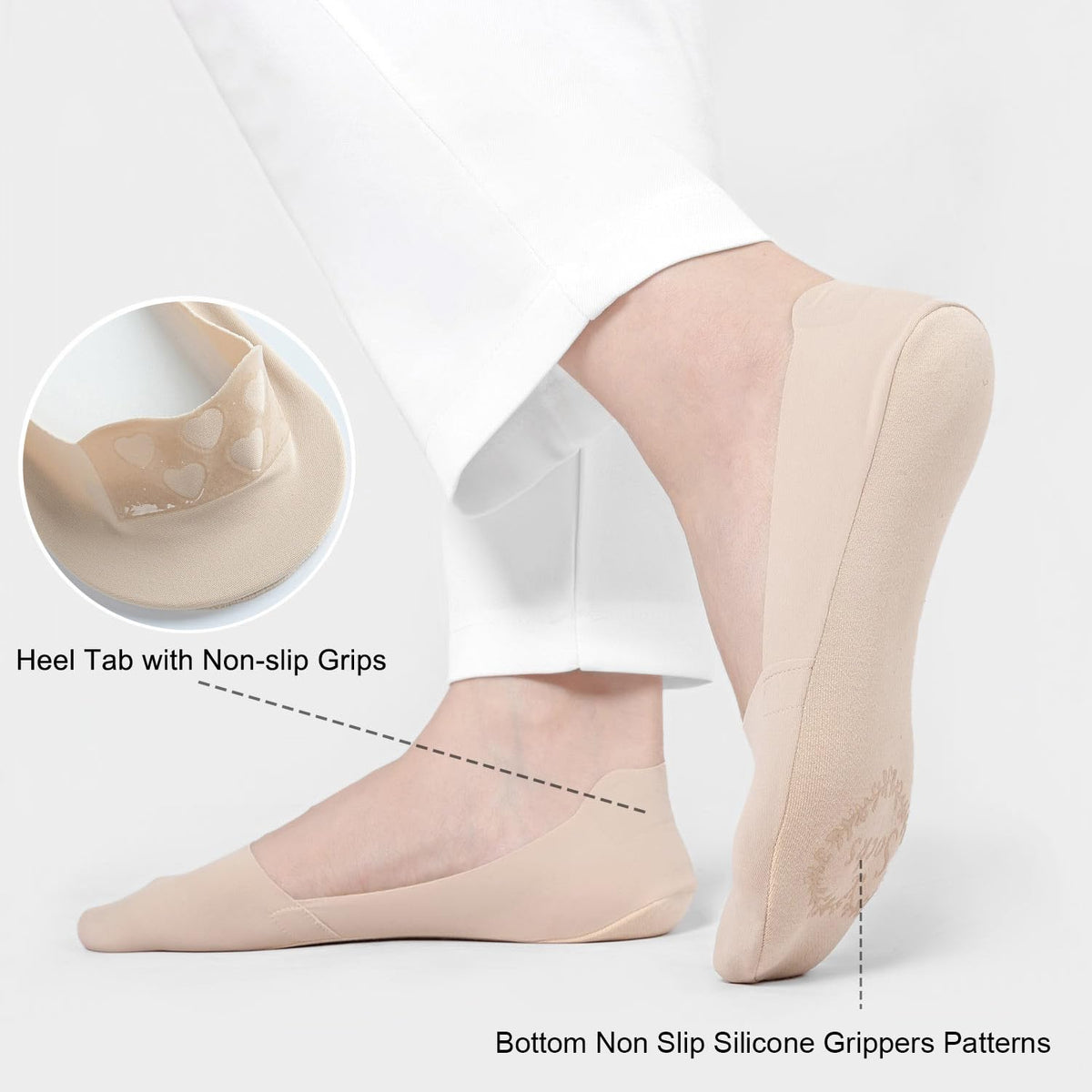 No Show Trainer Socks Womens, Non Slip Invisible Socks for Ladies