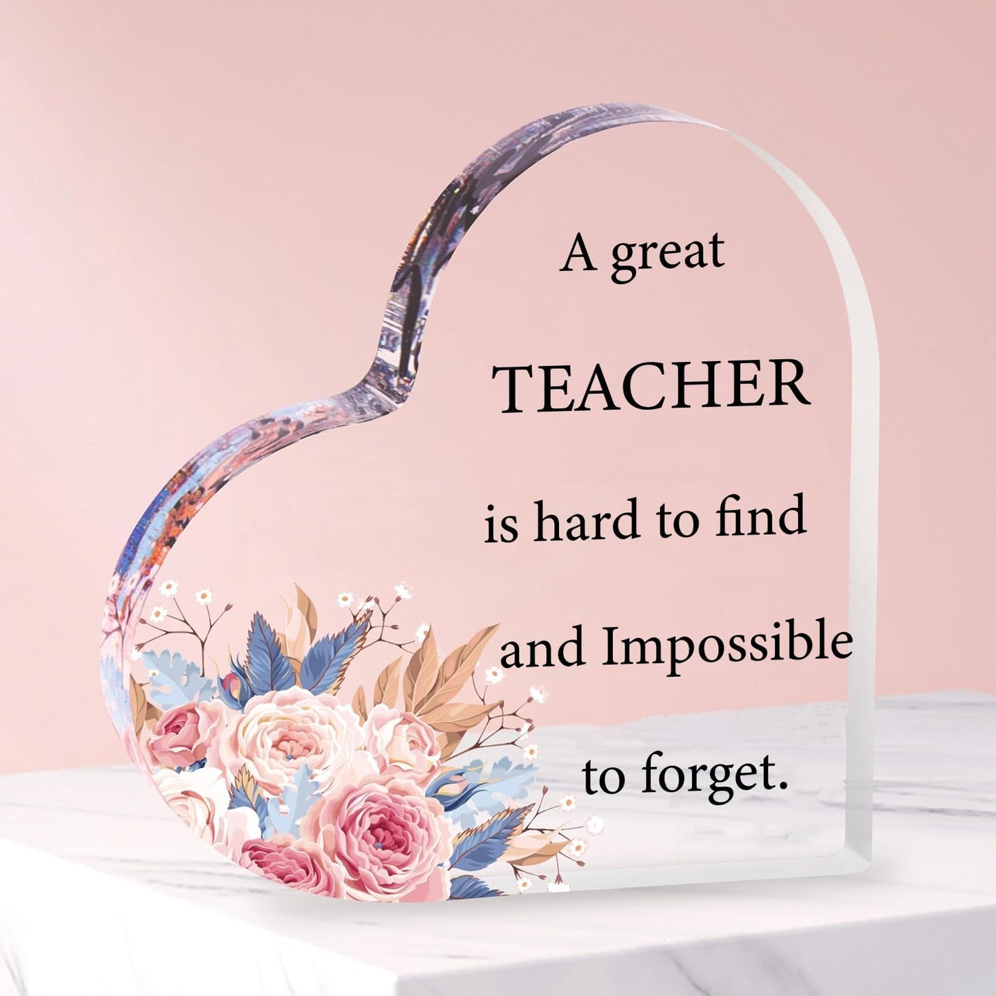 HZJ-AIGO Teacher Gifts for Women Heart-Shaped Acrylic Plaque Gifts for Teachers Best Teacher Gifts Teacher Christmas Gift