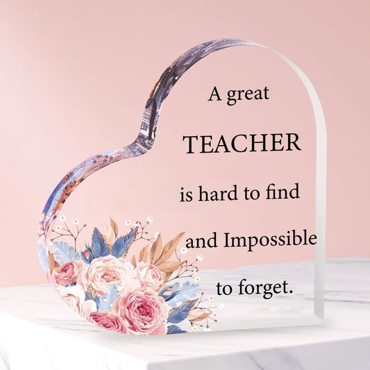 HZJ-AIGO Teacher Gifts for Women Heart-Shaped Acrylic Plaque Gifts for Teachers Best Teacher Gifts Teacher Christmas Gift