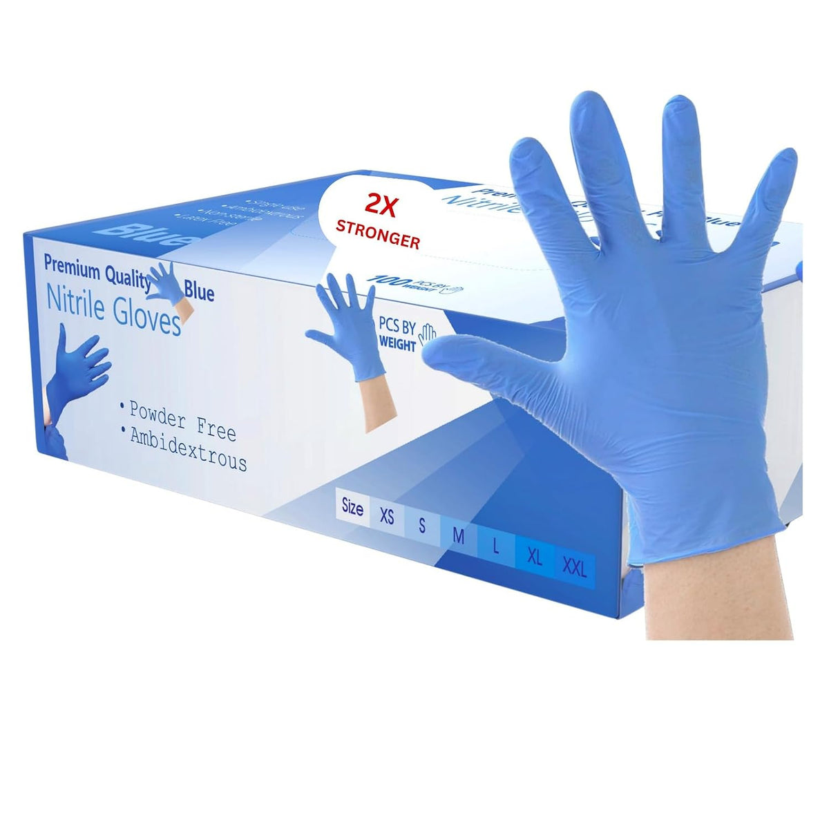 2000 Disposable Gloves Extra Large Blue Nitrile Examination Gloves Medical, Food, Care, Mechanical, Industrial, Hair & Beauty, Janitorial, Multipurpose-Powder Free (2000 Gloves, Extra Large)
