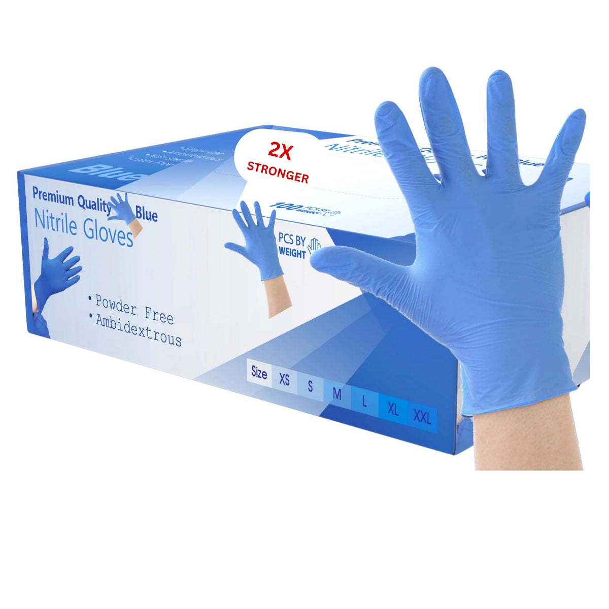 2000 Disposable Gloves Extra Large Blue Nitrile Examination Gloves Medical, Food, Care, Mechanical, Industrial, Hair & Beauty, Janitorial, Multipurpose-Powder Free (2000 Gloves, Extra Large)