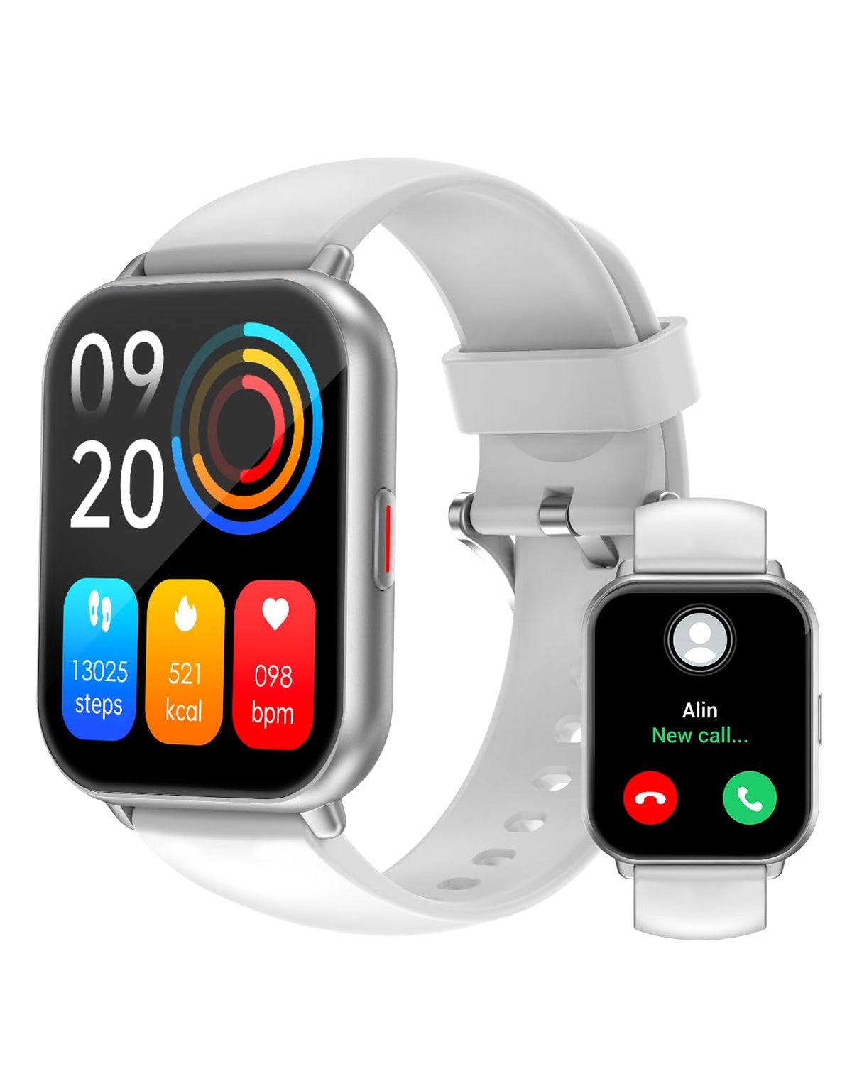RUIMEN Smart Watch Answer Dial Call,Smart Watches for Women Men 1.85" HD Screen Fitness watch with SpO2 Heart Rate Sleep Monitor Step Counter Waterproof 100+ Sports Mode for Android iOS (2 Bands)