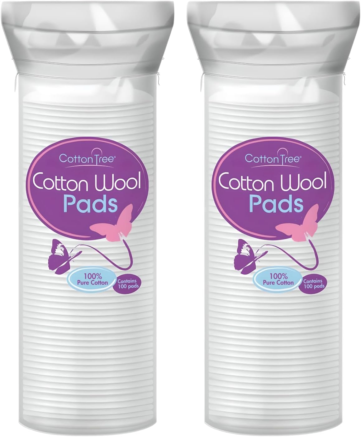Cotton Tree Cotton Wool Pads – 2 Packs of 80 Soft & Gentle Cotton Pads – Ideal for Makeup Removal & Skincare, Size Small