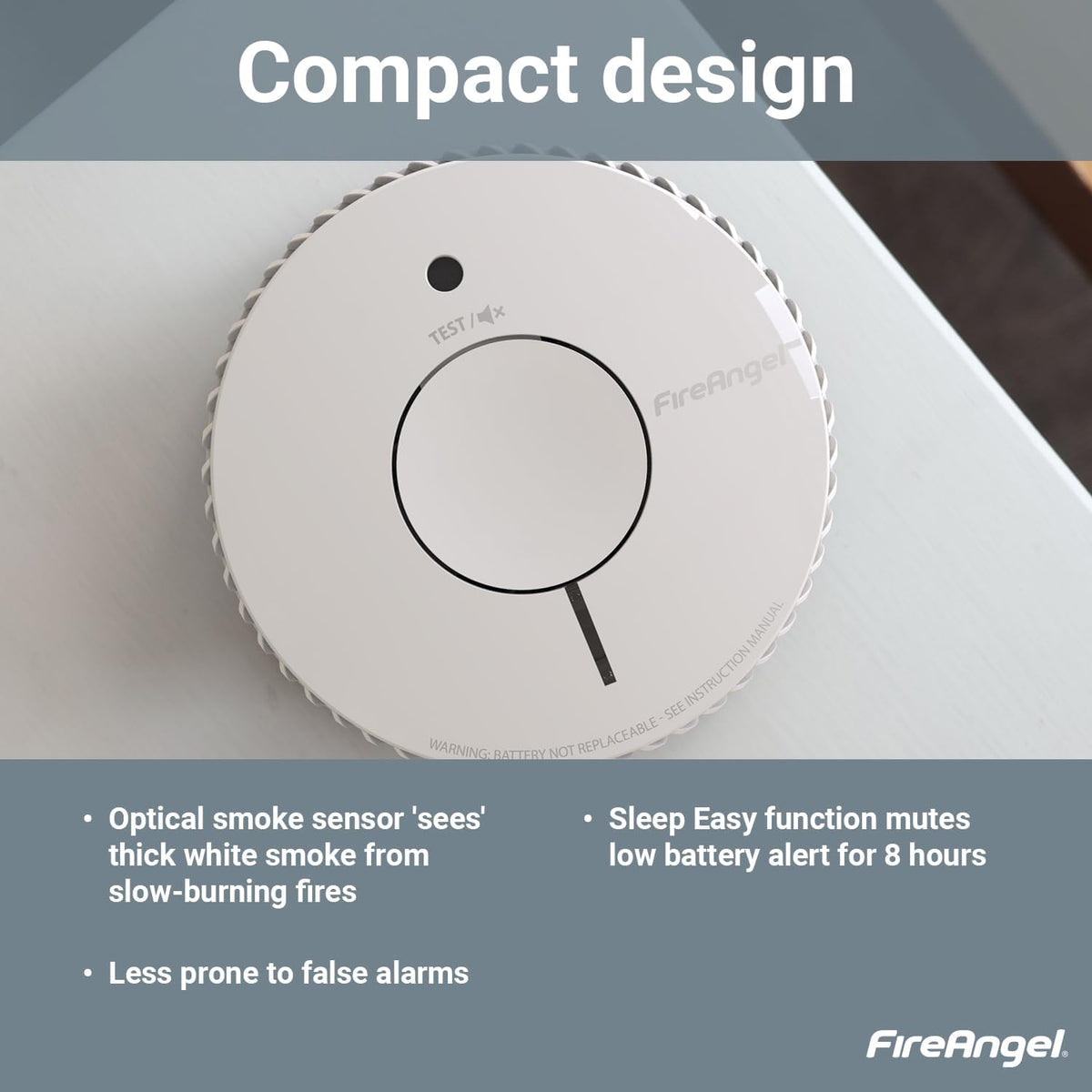 FireAngel FA6620 Optical, Battery Powered Fire/Smoke Alarms for Home