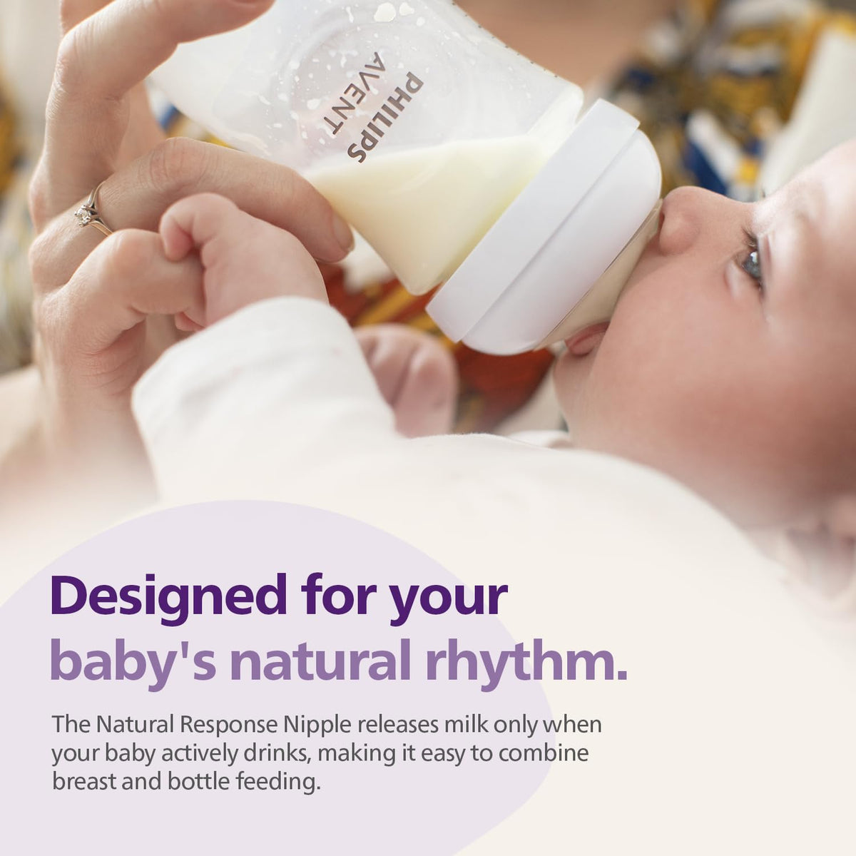 Philips Avent Natural Response Baby Bottle - 125ml Baby Milk Bottle for Newborns and Up, BPA Free, 0+ Months (Model SCY900/01)