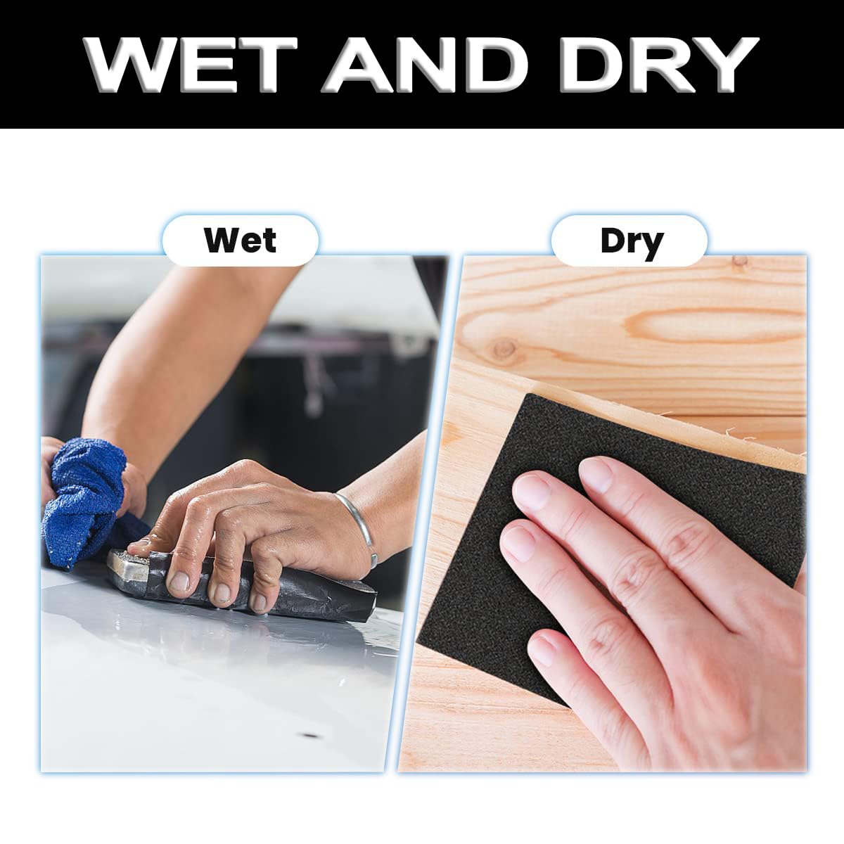 STEBRUAM Wet and Dry Sandpaper 220 Grit, Sanding Paper for Car Metal Wood