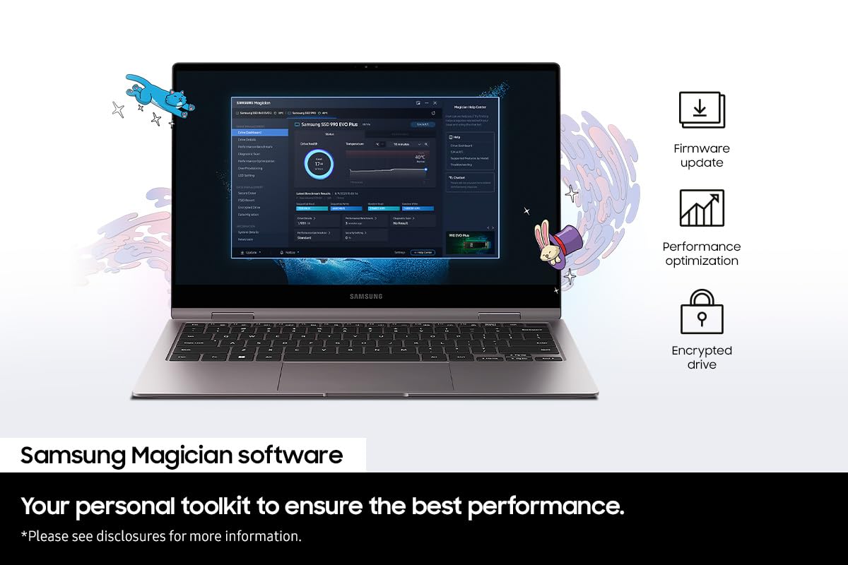 Samsung 990 PRO 1TB PCIe 4.0 (up to 7450 MB/s) NVMe M.2 (2280) Internal Solid State Drive (SSD) (MZ-V9P1T0BW)