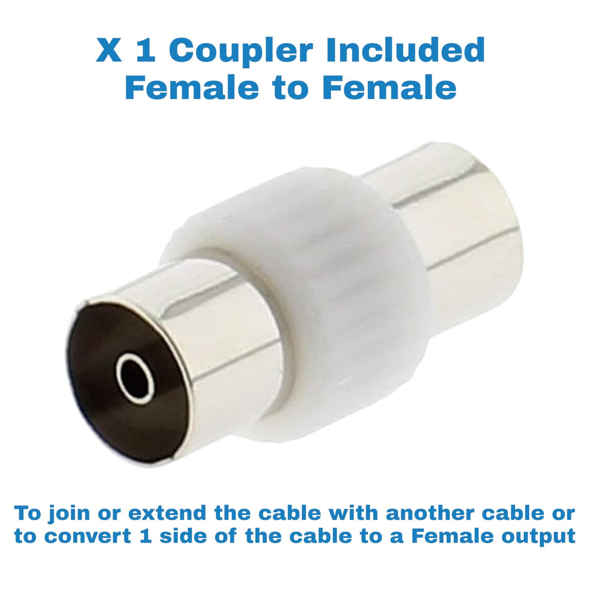 3C2V TV Coaxial Cable 8M - Nickel Plated RF Coax Extension Lead for Freesat, Aerial Socket, Freeview, Sat,DVD,VCR,SKY, Smart U-HD TV, Virgin, BT, Antenna Box, Y Splitter, Signal Booster 8.0 Meter