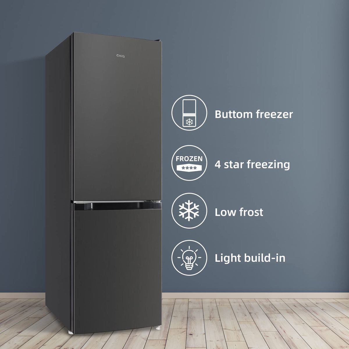 CHiQ 86L Compact Top Freezer Refrigerator with 85cm & LED Black