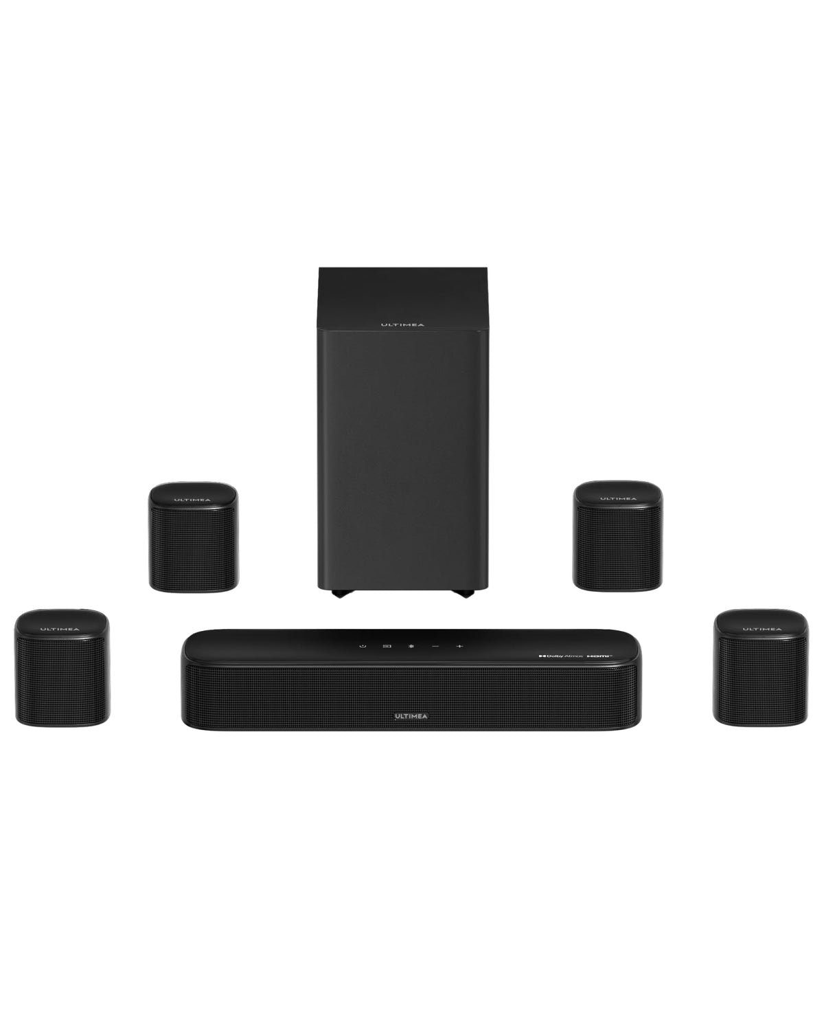 ULTIMEA 9.1ch Surround Sound System with Dolby Atmos, 2 Rear Speaker, 6.5" Wireless Subwoofer, RGB Light, App, Detachable Surround Sound System for Home Theater, Peak Power 470W, HDMI eARC, Apollo S90