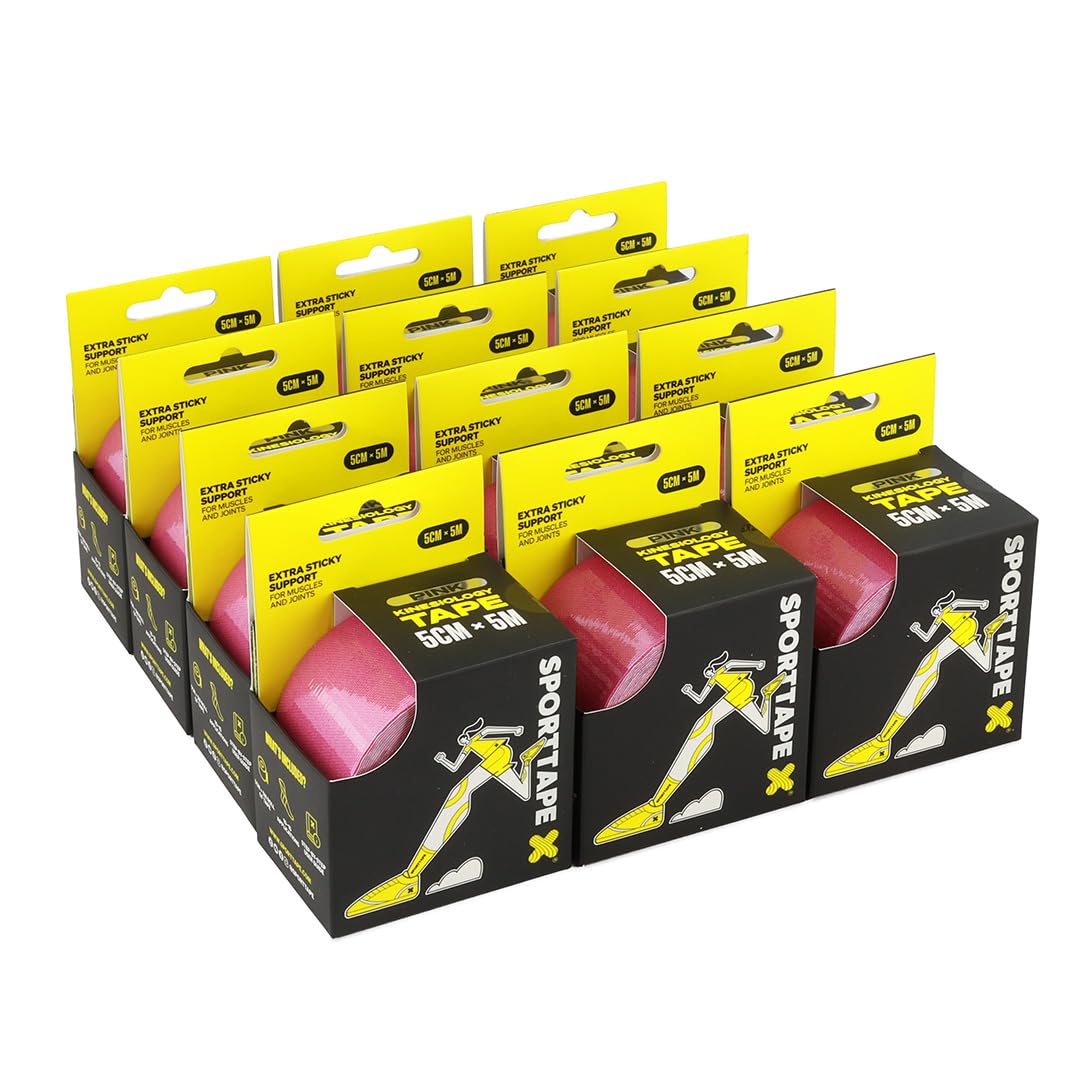 SPORTTAPE Kinesiology Tape, 5cm x 5m, Black - Waterproof, Hypoallergenic