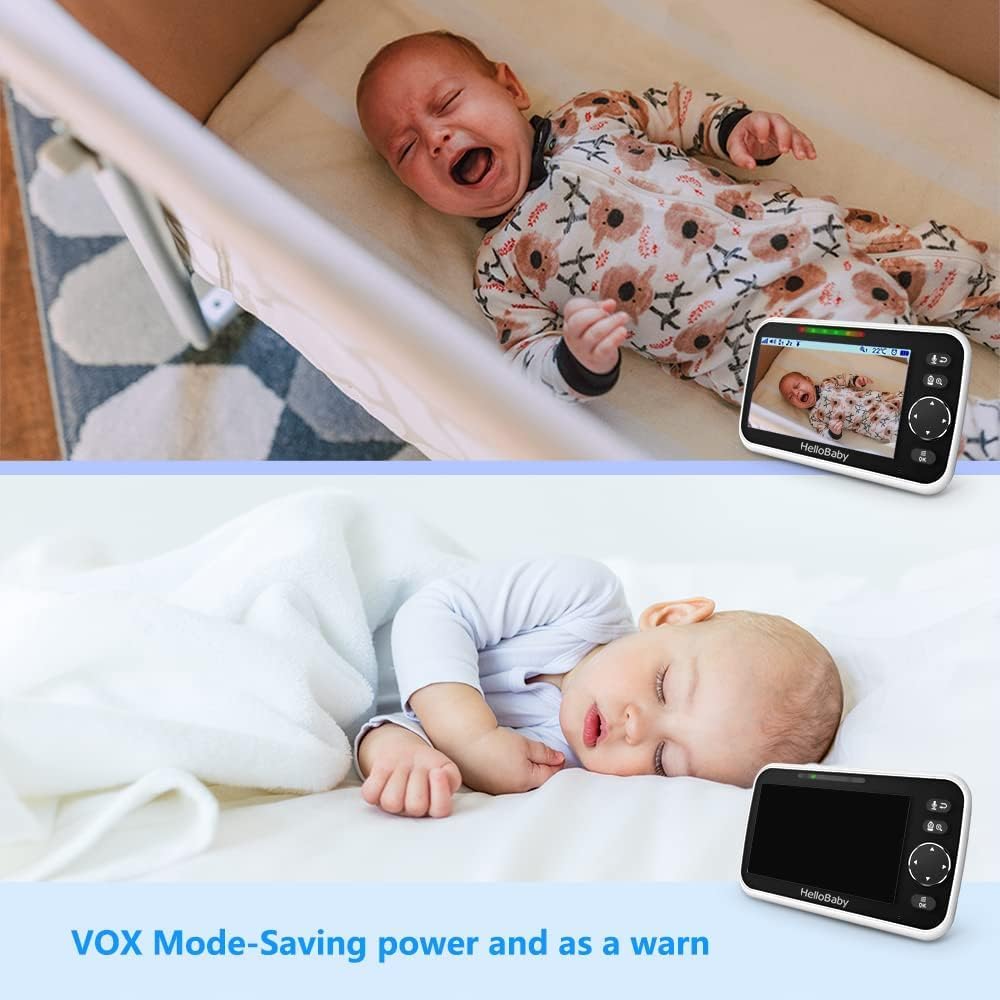 HelloBaby HB6550 Baby Monitor with Camera and Night Vision, 5" Split Screen