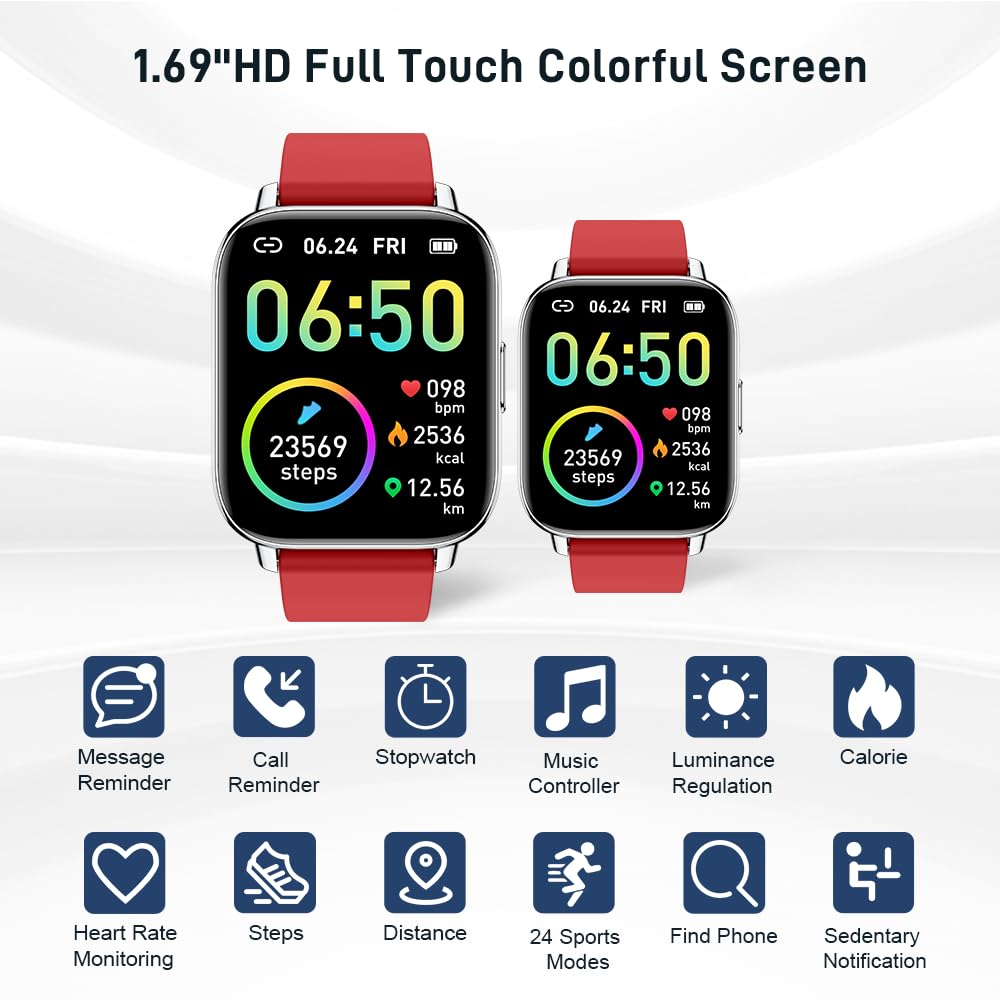 Motast Smart Watch, Fitness Tracker 1.69'' HD for Men Women, Step Counter
