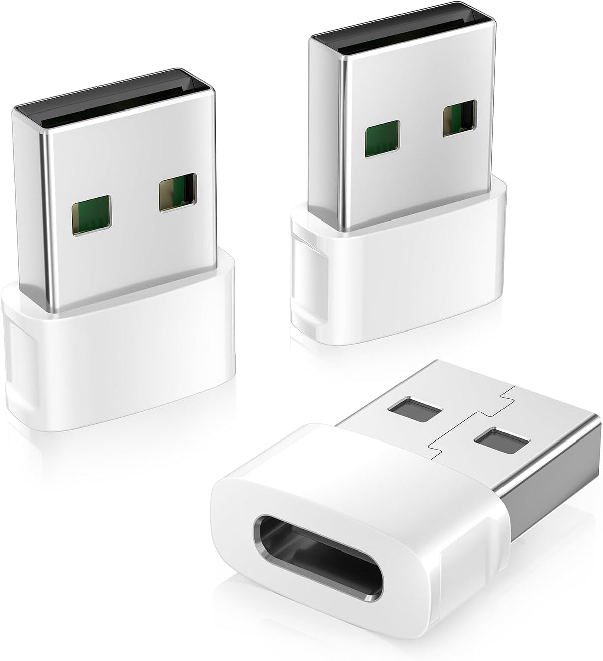 BASESAILOR USB to USB C Adapter 3Pack,Charger Plug for iPhone Duo 18 17 Pro