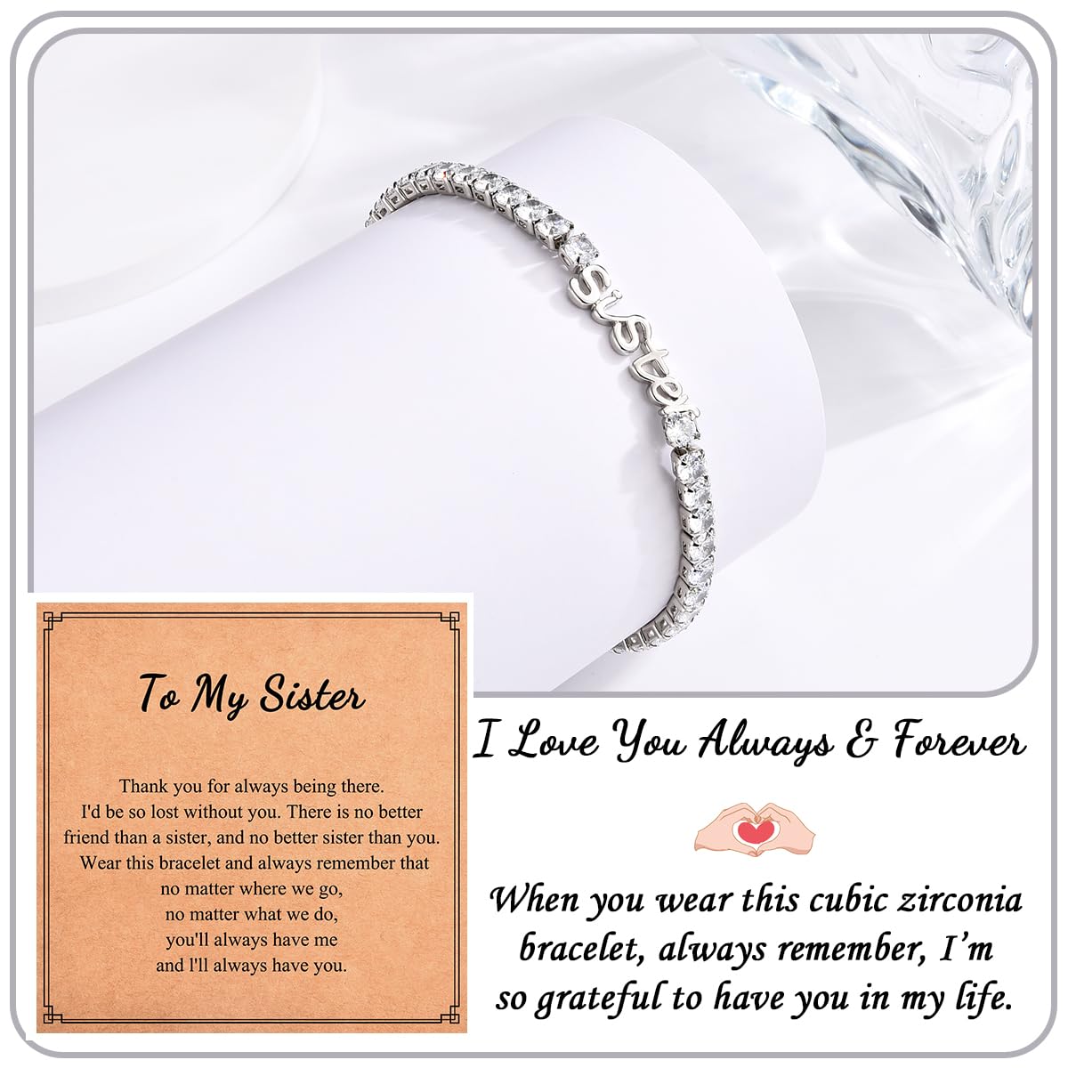 Birthday Gifts for Women Girls, Sparkling Cubic Zirconia Tennis Bracelet Gifts, Christmas Mothers Day Graduation Presents for Her