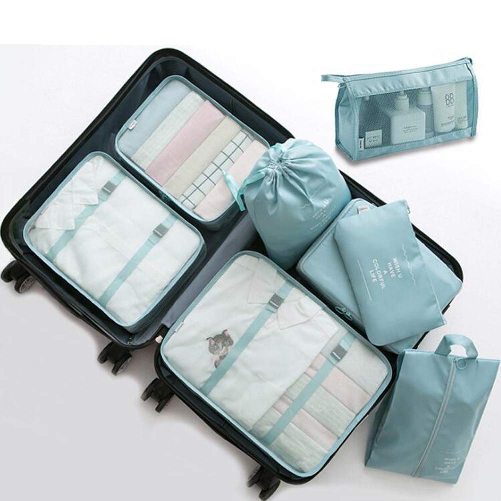 Travel Packing Cubes, Toifucos Multifunction 8pcs/set Luggage Organiser Compression Suitcase Essential Bag, Dark Gray