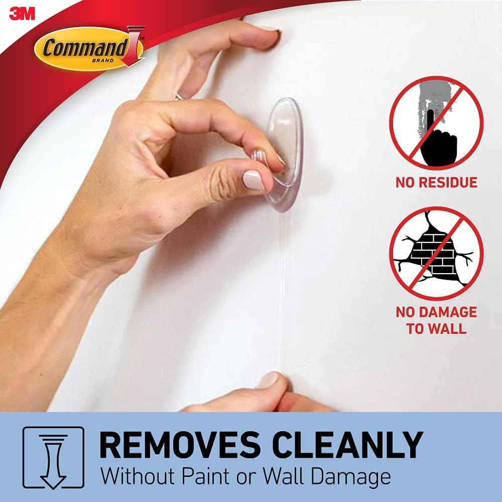 Command Small Hooks with Clear Strips, Pack of 2 Hooks + 4 Adhesive Strips, Transparent - Indoor Use - Suitable for Hanging Items up to 450 g - Damage Free Hanging