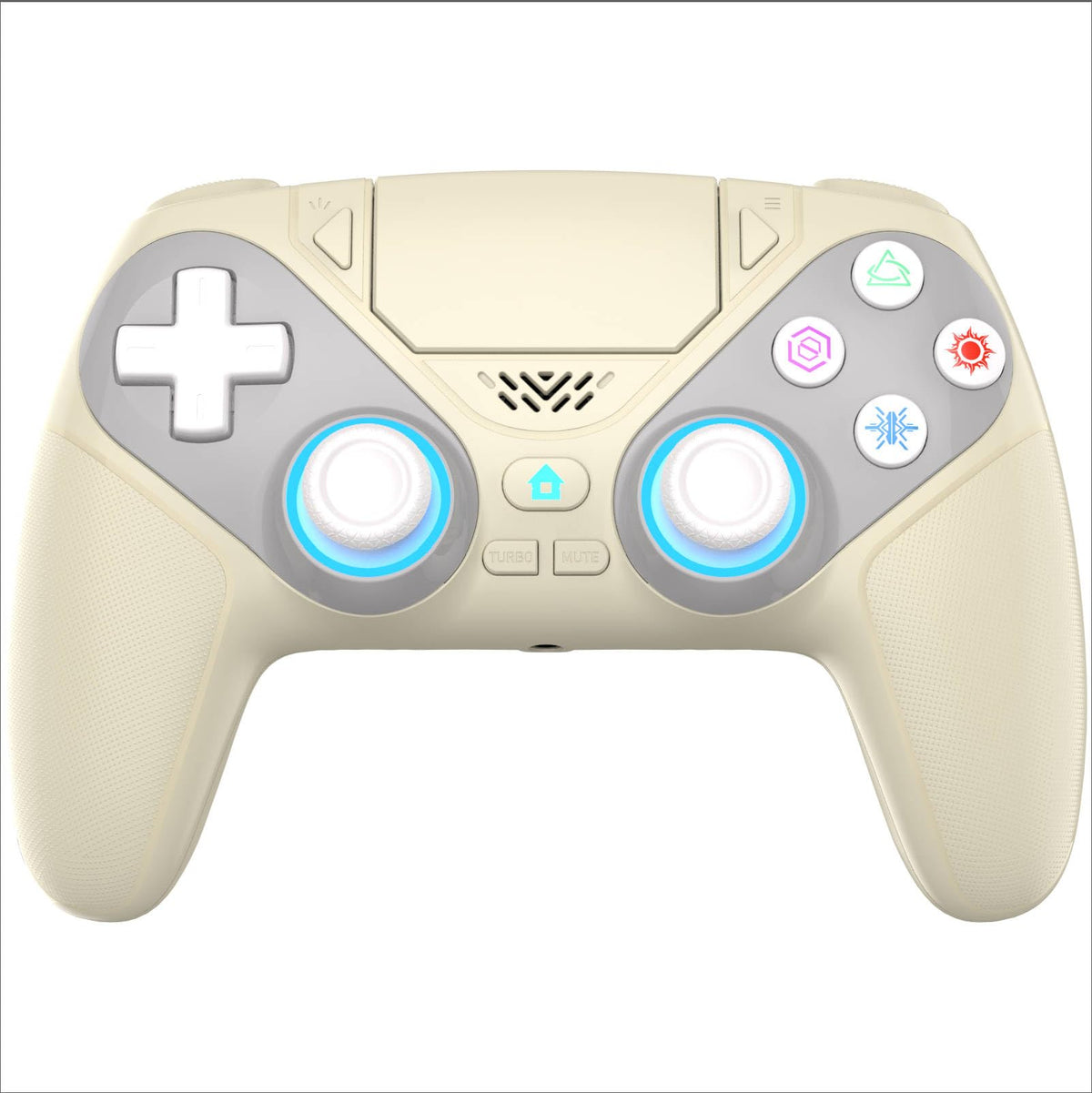 Dinosoo RGB Wireless Controller for PS5/Pro/Slim & PCs, Bluetooth Gamepad with Back Buttons, Touchpad, Macro, Turbo, Dual Vibration, 6-Axis Sensor, Speaker, 3.5mm Audio Jack,White