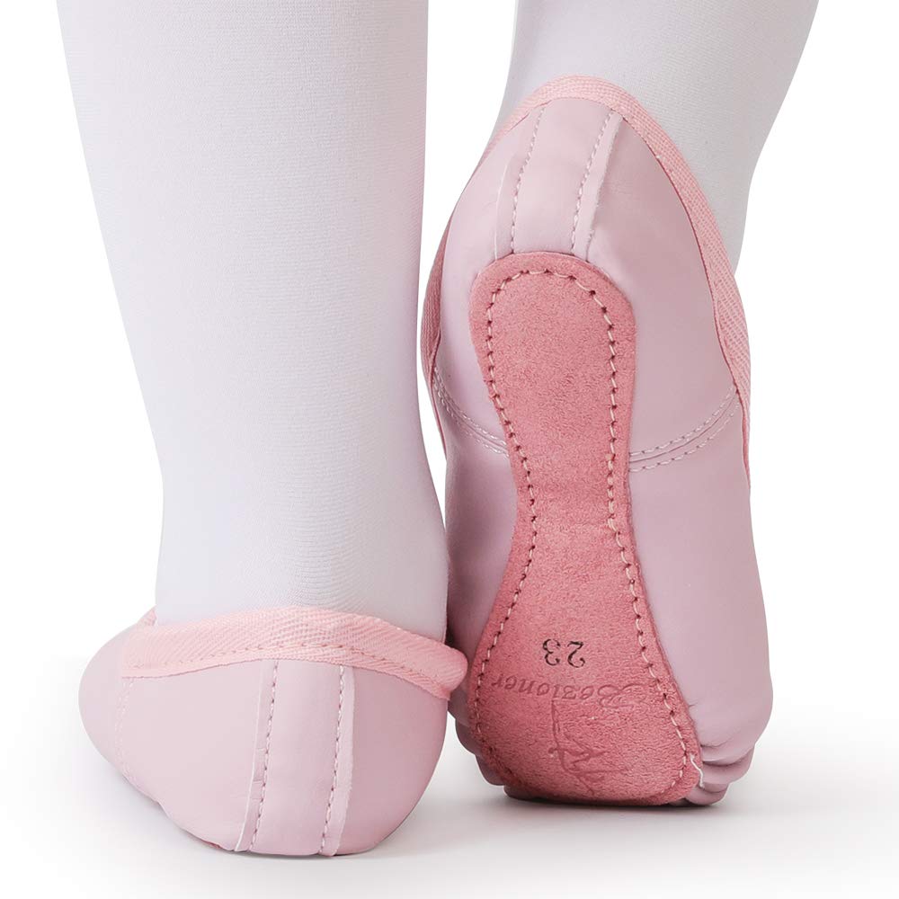 Bezioner Ballet Shoes Leather Ballet Flats Full Sole Dance Slippers for Girls Toddlers Women