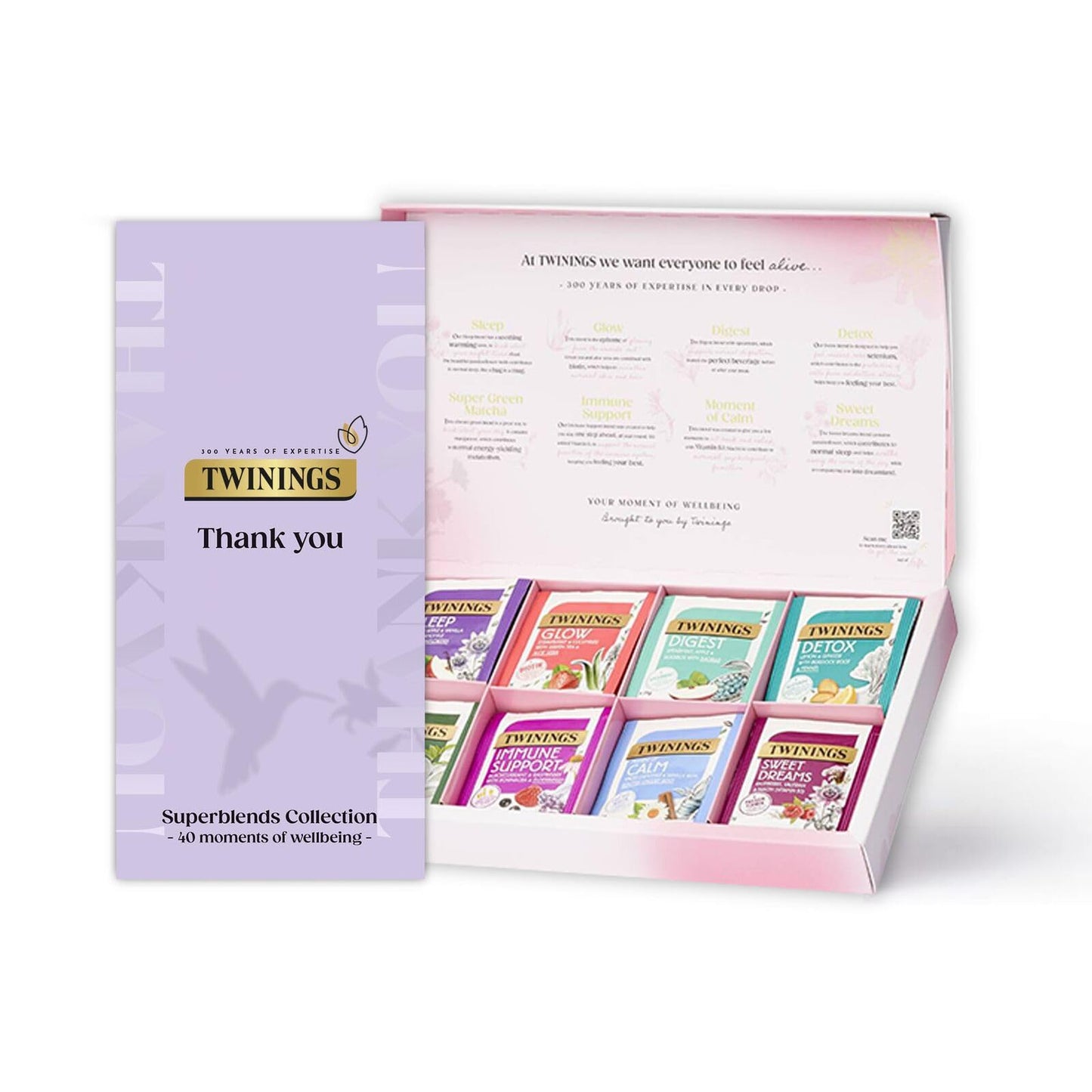 Twinings Thankyou Superblends Collection Gift Box | 40 Tea Bags | 8 Premium Green & Herbal Infusions | Gift Ideas for Women & Men