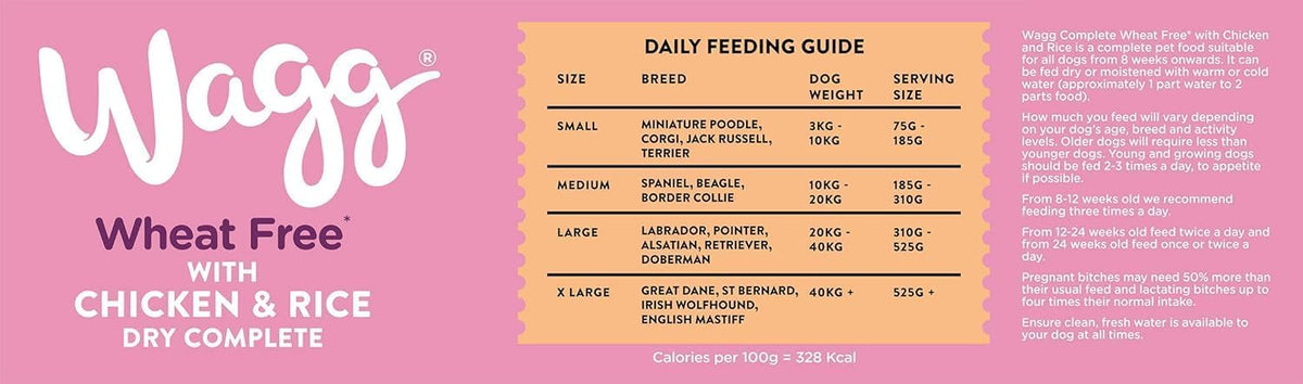 Wagg Wheat Free Complete Dry Adult Dog Food Chicken & Rice 12kg