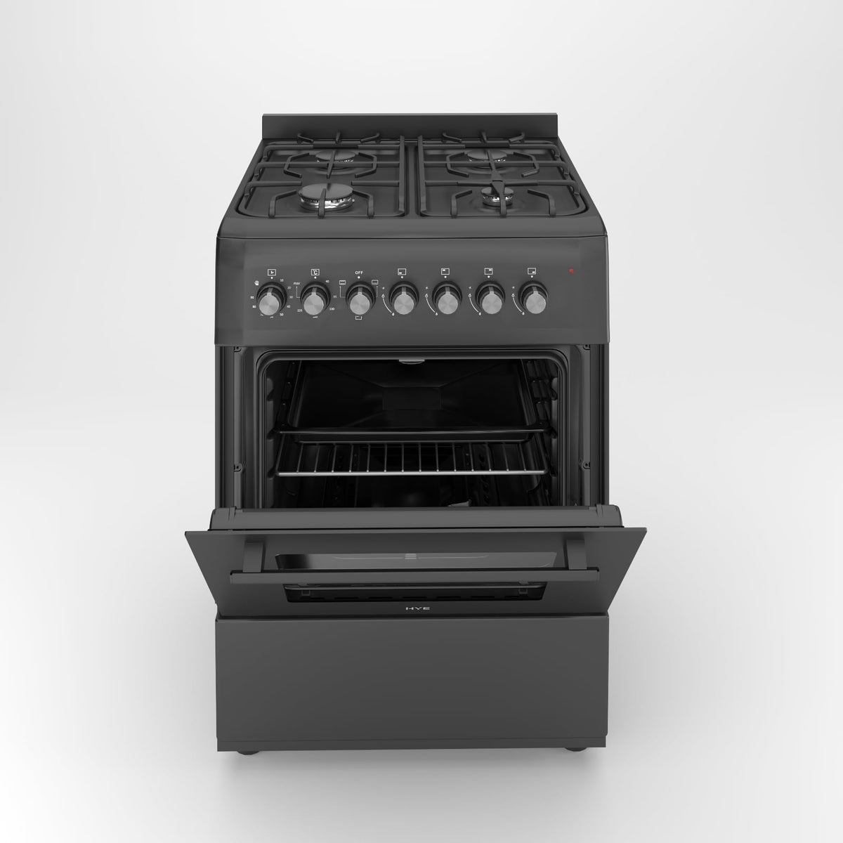 HYE Gas Cooker - 4 Gas Burners, 62L Electric Oven