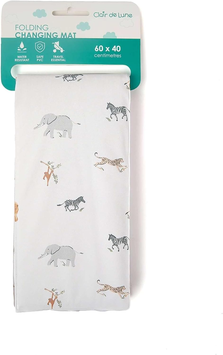 Clair de Lune Jungle Dream Foldable Changing Mat, Easy Clean Soft Water Resistant Travel Pad 60 x 34 cm