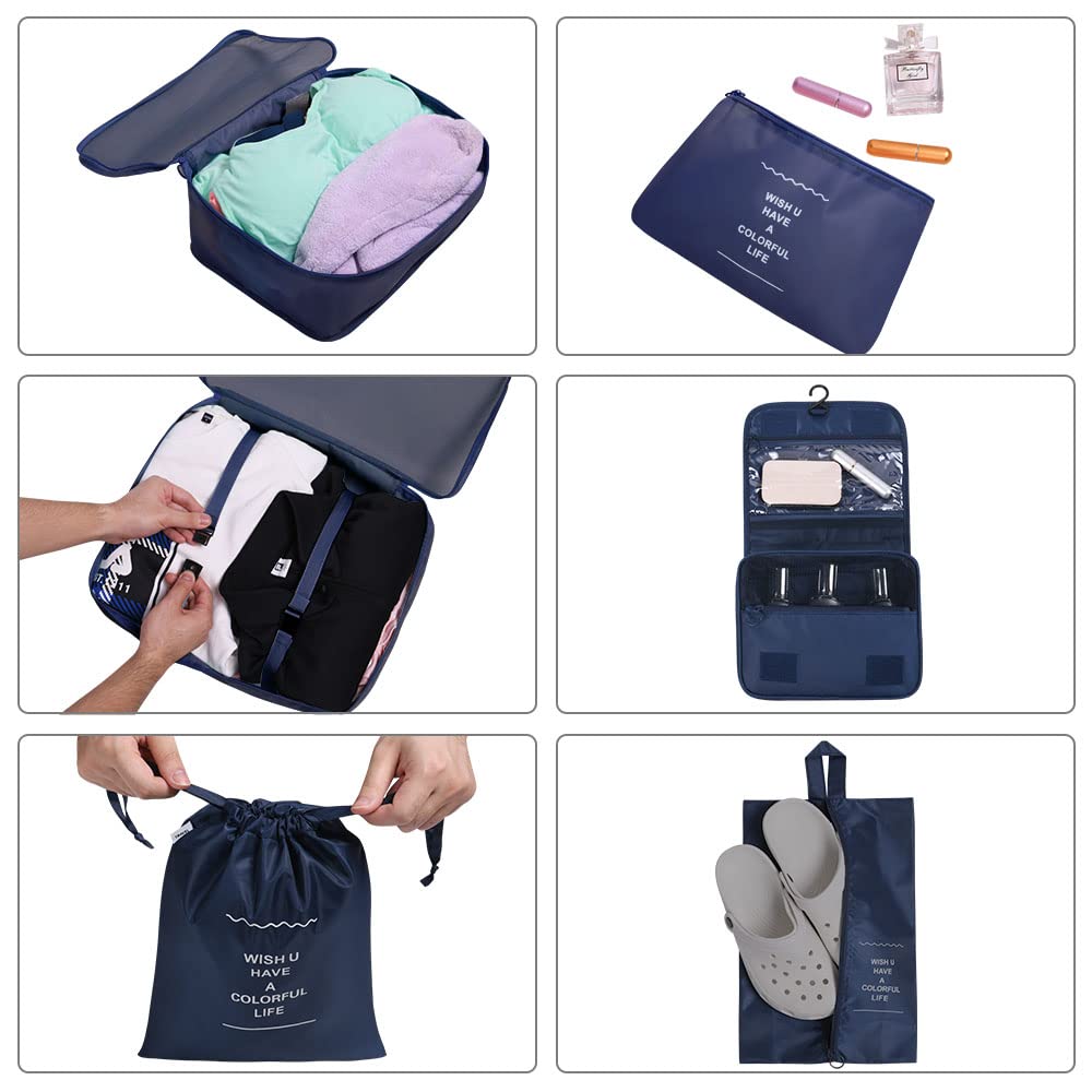 OSDUE Packing Cubes for Suitcase, 8PCS Thickening Travel Organiser Packing Bags Lightweight Travel Accessories Organizers Essentials Clothes Shoes Cosmetics Toiletries Storage Bags