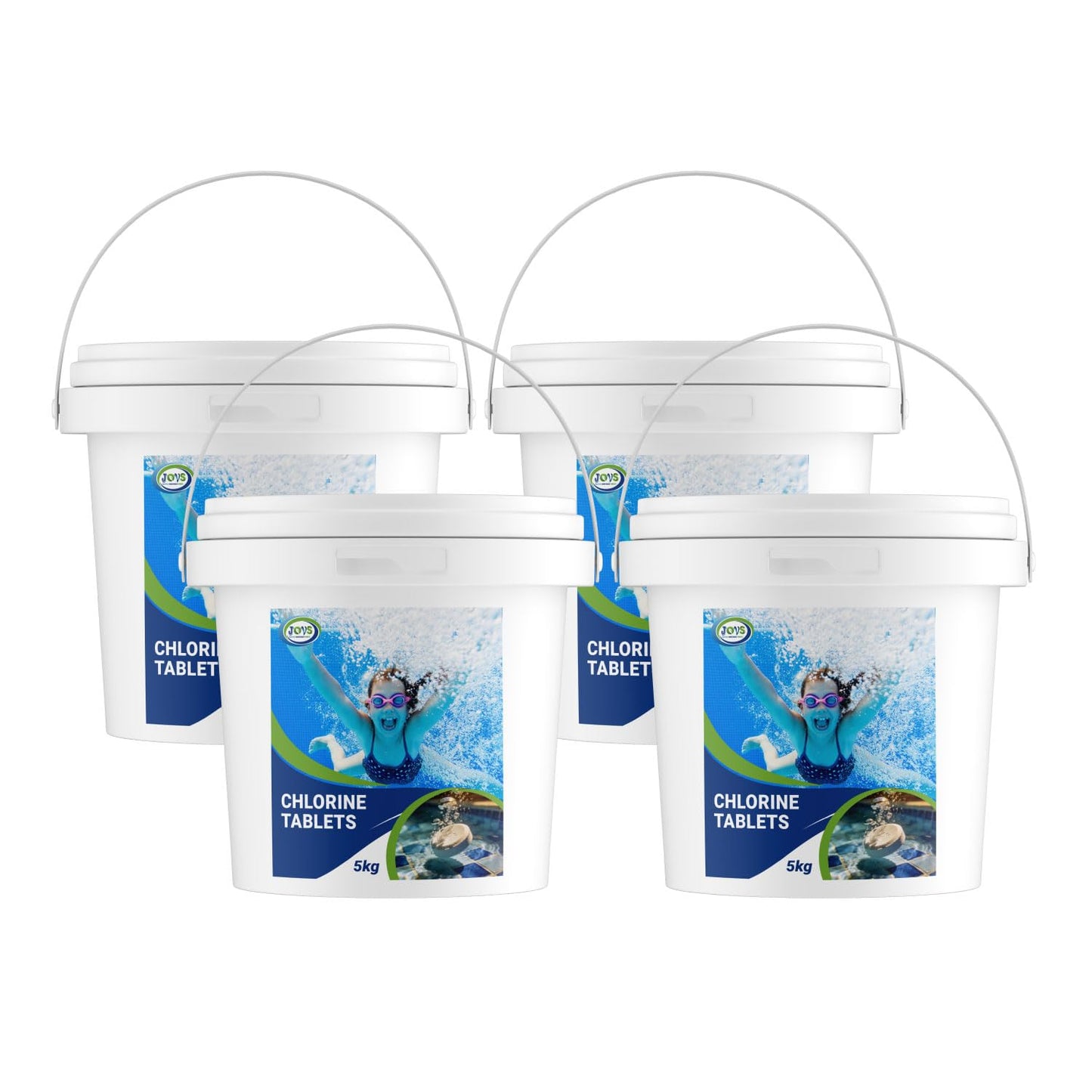 JOVS Chlorine Tablets for Hot Tub 5kg, Swimming Pool & Lay-Z-Spa | 5 in 1 Multifunction Formula 20g Chlorine Tablets | Sterilising Tablets for Spa & Paddling Pool.