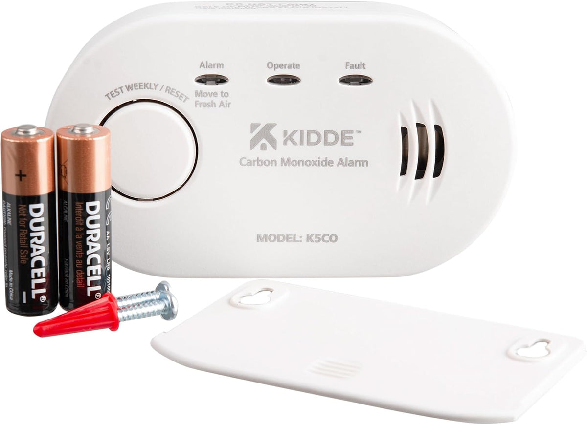 Kidde 5CO Carbon Monoxide Alarm and Detector with AA Batteries - 10 Year Sensor Life CO Alarm for Home