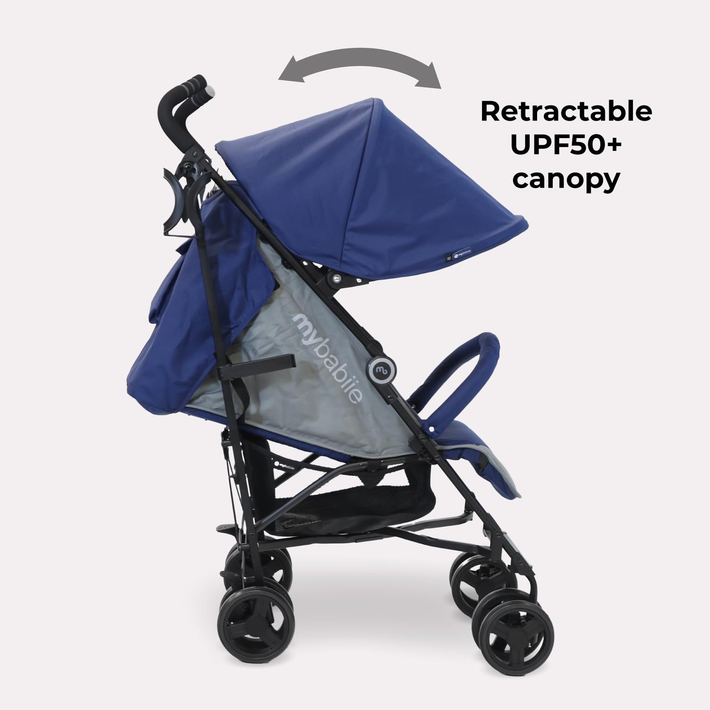 My Babiie MB02 Plus Stroller - from Birth to 4 Years (22kg), Lightweight & Compact Umbrella Fold, Travel Buggy for Toddlers, Pushchair Includes Cup Holder and Rain Cover - Pink & Grey