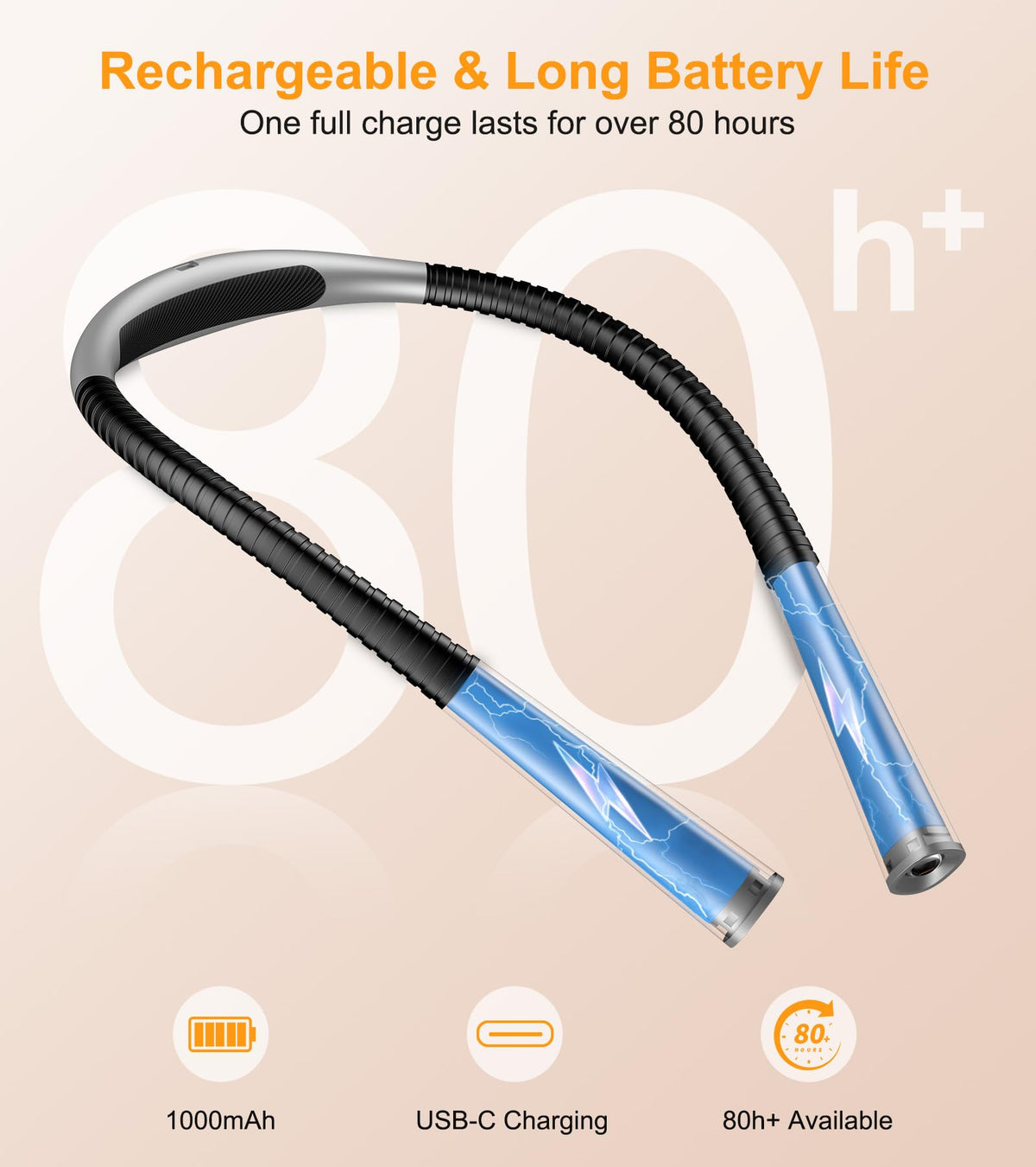 Gritin Book Light, Eye Caring 4-Color&5-Brightness Neck Light Reading Lamp