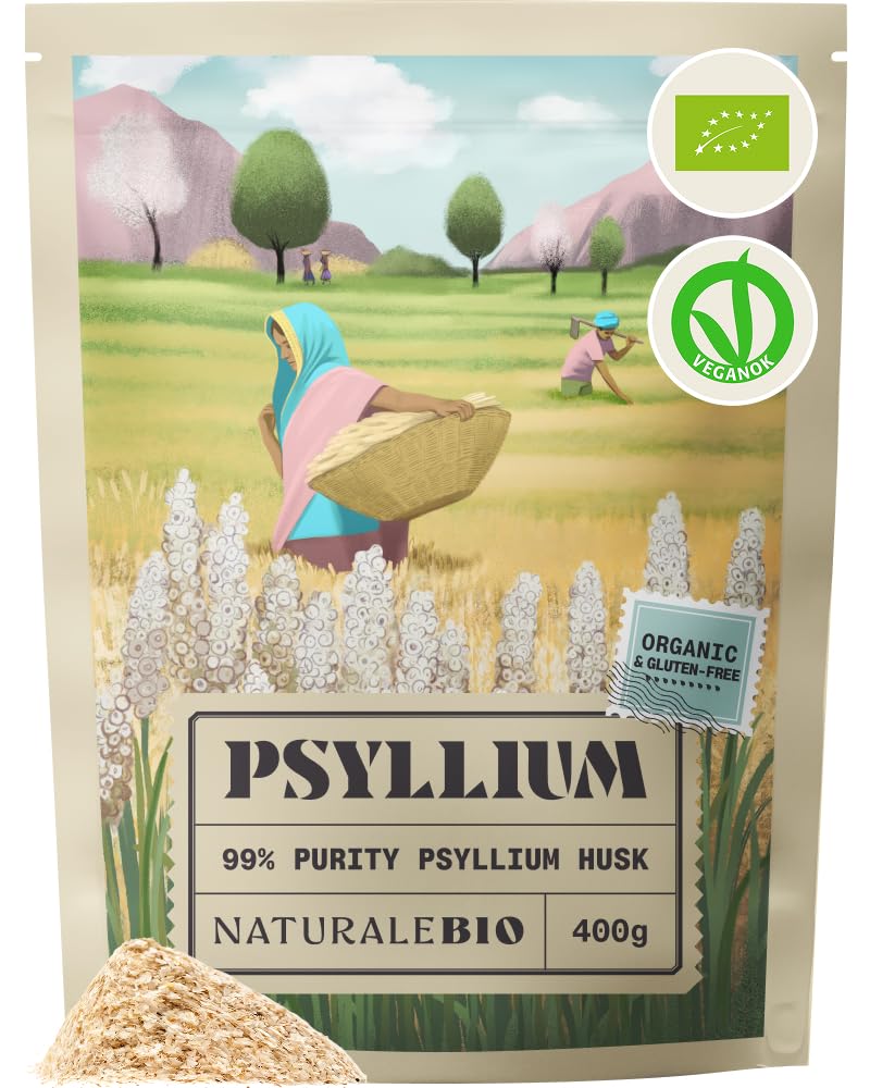 NaturaleBio Organic Psyllium Husk 99% Purity Lab-Tested Gluten-Free