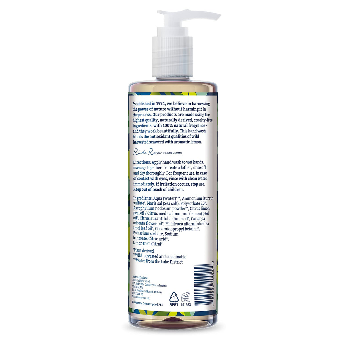 Faith In Nature Natural Aloe Vera and Tea Tree Hand Wash, Nourishing, Vegan and Cruelty Free, No SLS or Parabens, 400 ml