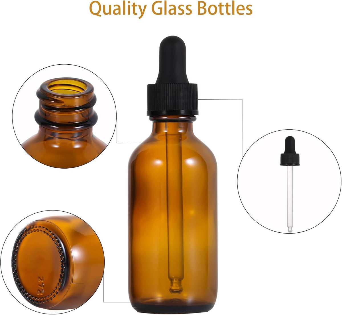 Amber Glass Dropper Bottle,2pcs 60ml Small Empty Reusable Eliquid Pipette Ear Dropper Bottles Suitable for Essential Oils Massage Perfumery Aromatherapy Laboratory Fragrances Pharmacist Bottle