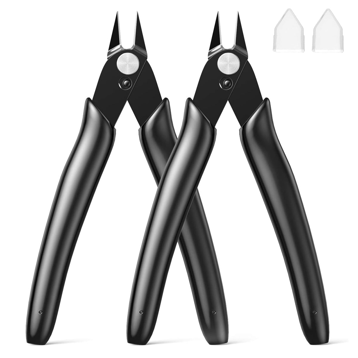 BOENFU Flush Cutter Small Wire Cutters Cable Tie Cutter 10 Pack 5 Inch Precision Wire Clippers Hobby Snips Side Cutting Pliers for Jewelry Making, Electronics, Black