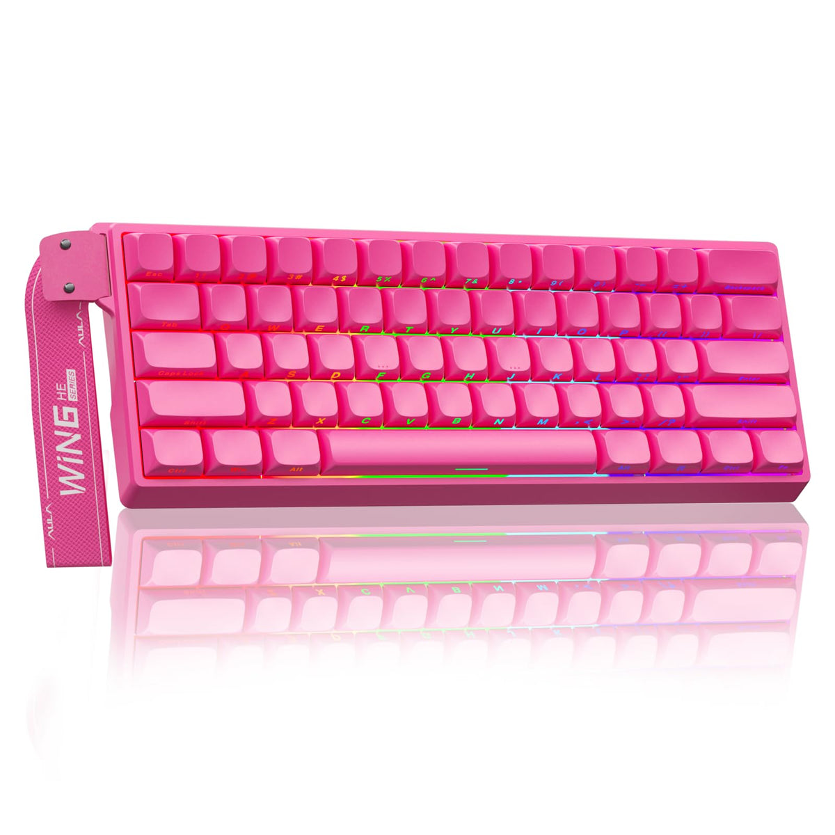 AULA WIN60 HE Mechanical Gaming Keyboard Wired,Hall Effect Magnetic Switches,Adjustable Actuation Rapid Trigger,8K Polling Rate,RGB Backlight,60% Percent Keyboard for Mac/Win (BLACK) (Pack of 2)
