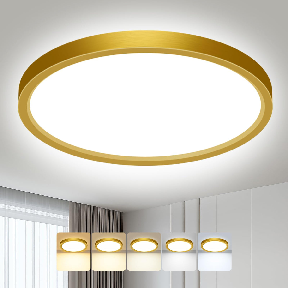 hepside 2 Pack Bathroom Ceiling Light 30cm, 3000K/3500K/4000K/5000K/6500K 5CCT LED Ceiling Lights, 24W, Modern, Waterproof, Round Flush Mount for Bathroom, Kitchen, Bedroom, Hallway