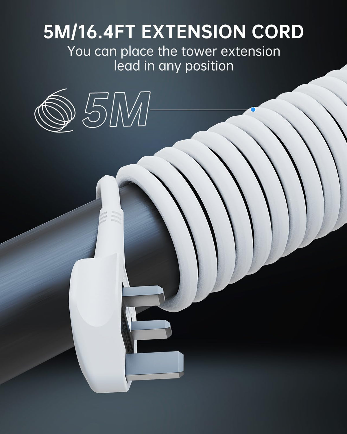 Tower Extension Lead 3M, 8 AC Outlets and 4 USB Ports Extension Tower
