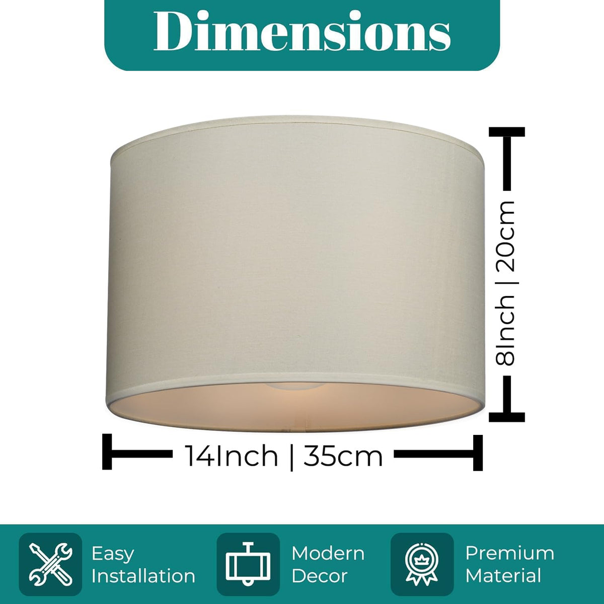 GIGGI Fabric Lamp Shades, 10" Beige Lampshades for Ceiling Lights, Table Lamps & Floor Lamps, Easy Fit Pendant Light Shade Ceiling for Living Room, Bedroom, Kitchen, Hallway, Office & Home Décor