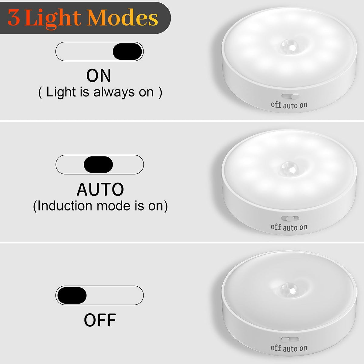 daphomeu Motion Sensor Lights Indoor,6 Pack Wireless USB Rechargeable Cupboard Lights,Stick on Wall Night Light,Battery Operated for Stair Wardrobe Corridors Closet Under Cabinet Kitchen Puck Lights