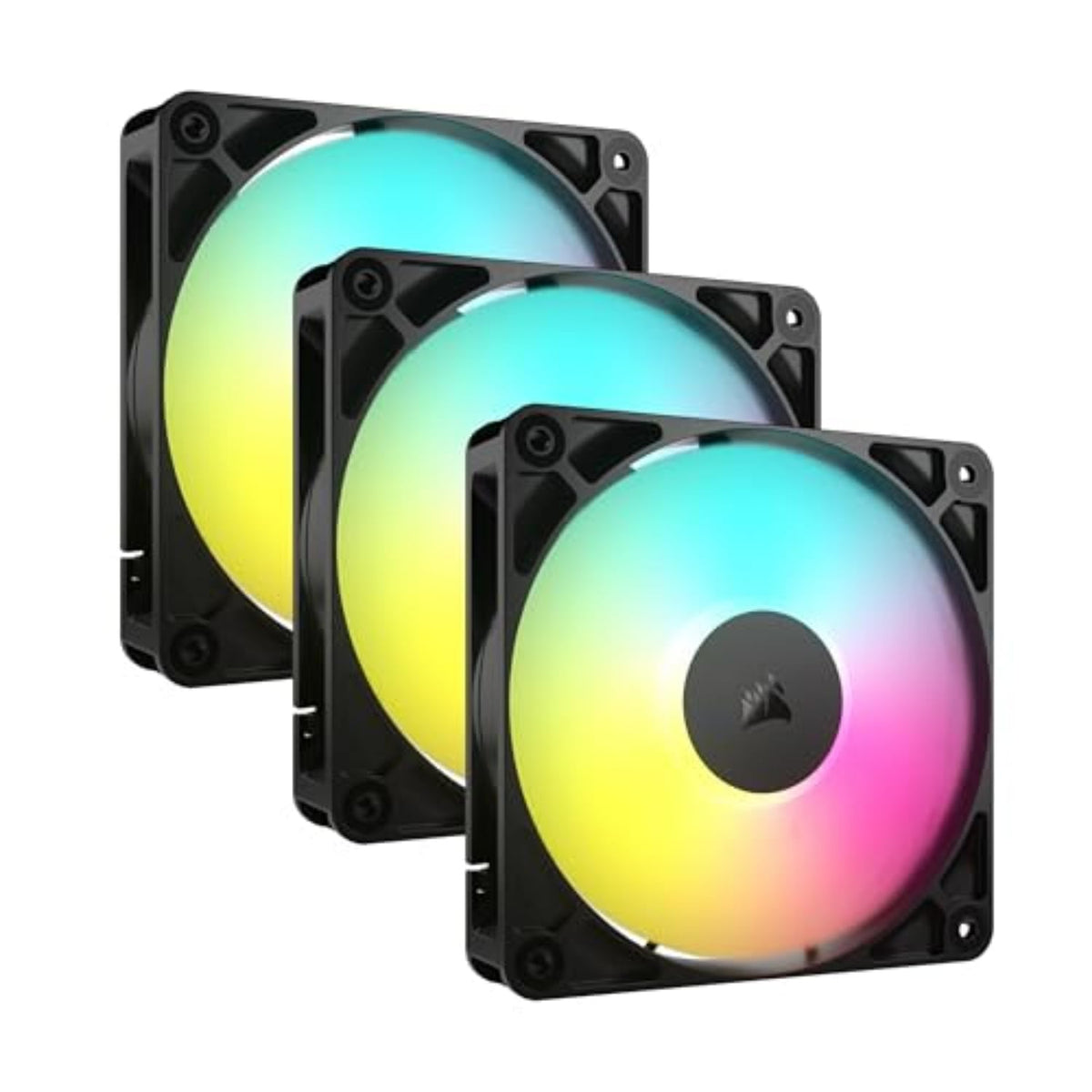 CORSAIR RS120 ARGB 120mm PWM Fans – Daisy-Chain Connection – Low-Noise – Magnetic Dome Bearing – Triple Pack – White