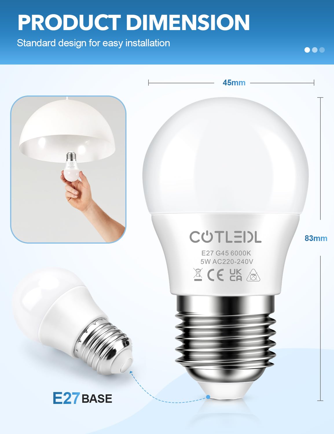 E27 Screw Bulbs, Warm White 3000K, 5W(40W Equivalent), 12 Pack