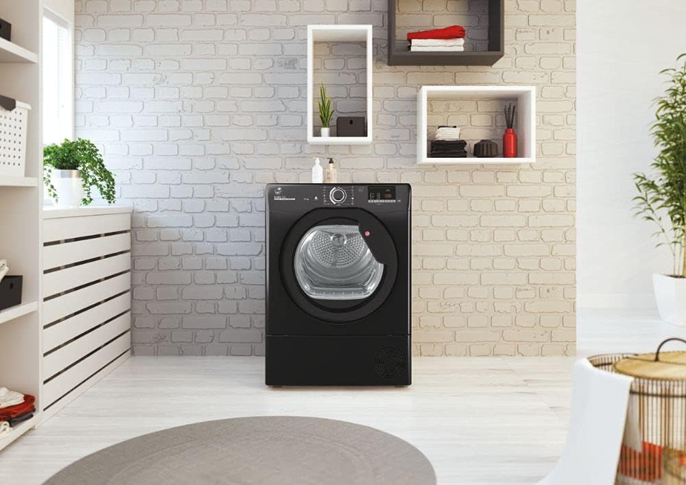 Hoover HLEC8LGB-80 Freestanding Condenser Tumble Dryer, Sensor Dry, 8 kg Load, Black