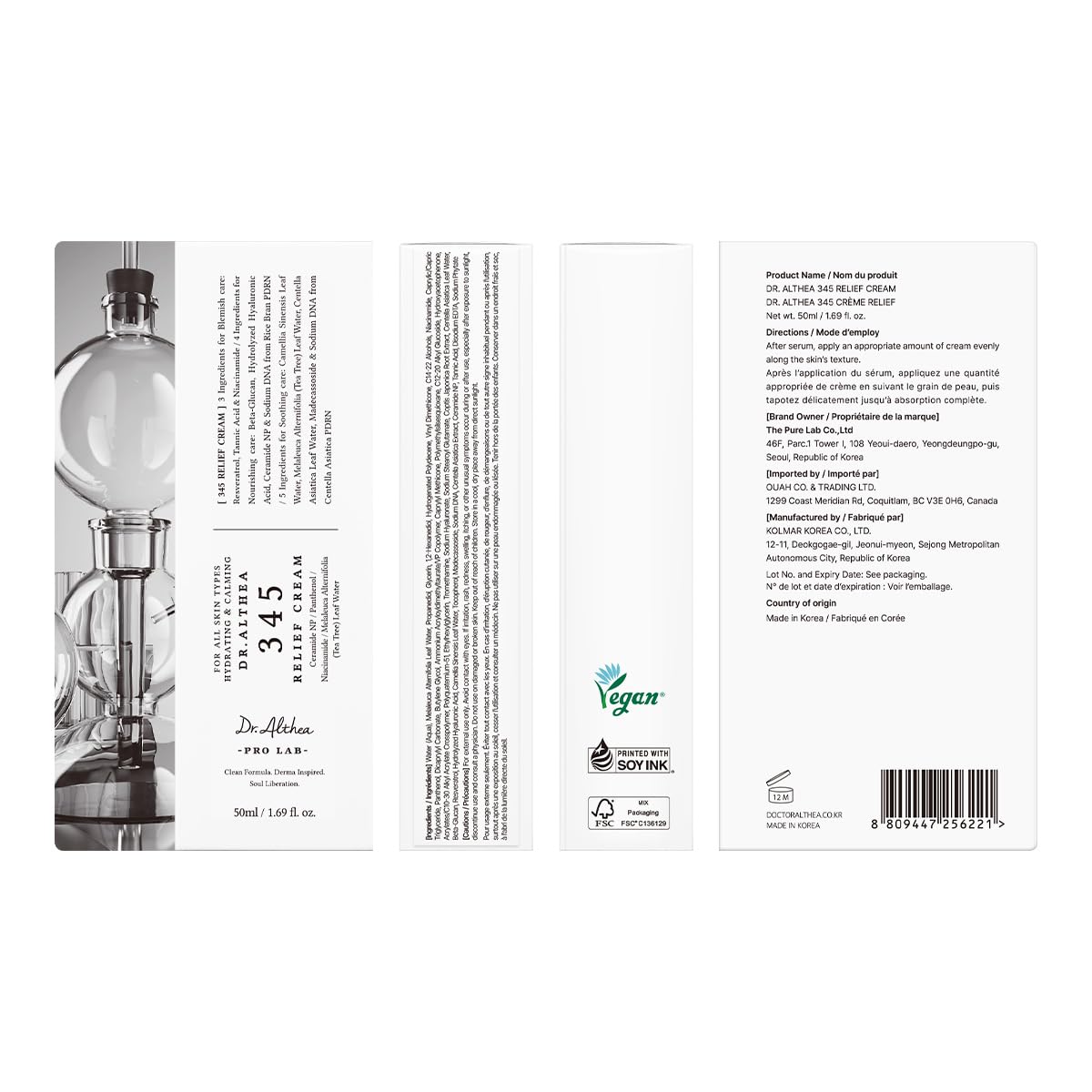 Dr.Althea 345 Relief Cream | PDRN & Hyaluronic Acid for Hydration, Blemish Care | Post-Acne Face Moisturizer with Centella & Niacinamide | Korean Vegan Skincare, 50ml