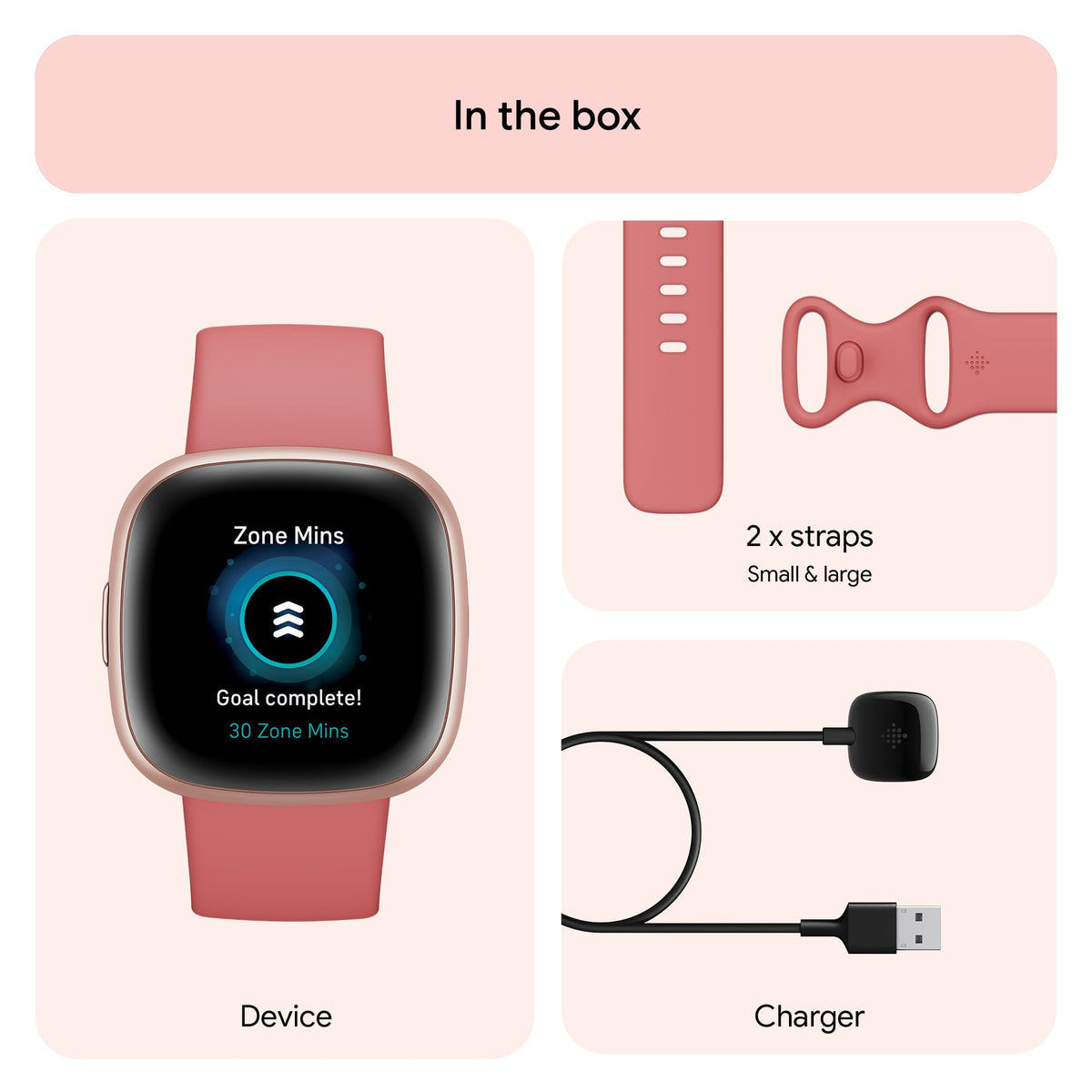 Fitbit Google Versa 4 Fitness Smartwatch with 3 Months Google Health Membership Included and up to 6 days battery life - compatible with iOS & Android, Black/Graphite Aluminium