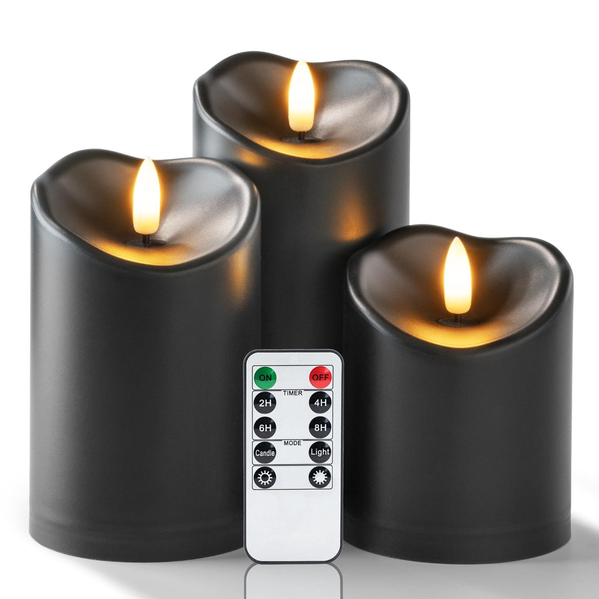 Homemory Outdoor Waterproof Flameless Candles, Dark Ivory, Set of 2, D 3"