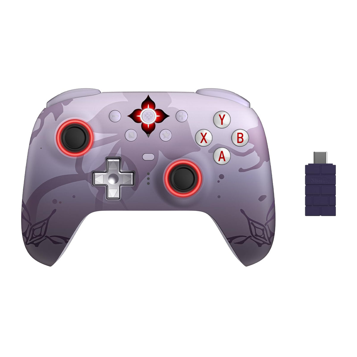 8Bitdo Ultimate 2 Wireless Controller for Windows & Android, Gaming Controller with TMR Joysticks, Switchable Hall Effect/Tactile Triggers, Motion Control, RGB Fire Ring, 8Speed Wireless Tech, Purple